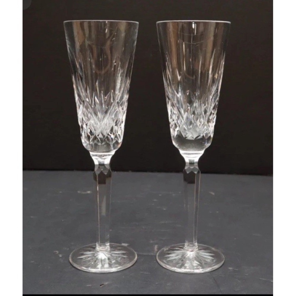 New Authentic Waterford Crystal Lismore Champagne Flutes - Set of 4